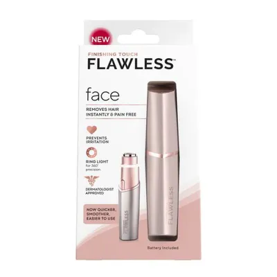 Flawless – Finishing Touch Flawless Facial Hair Remover  for Women, Rose Gold Electric Face Razor with LED Light